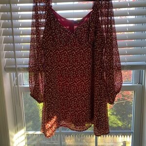 Missguided Red Floral Blouse